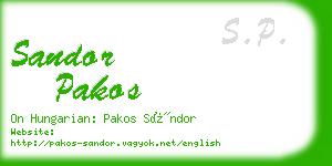 sandor pakos business card